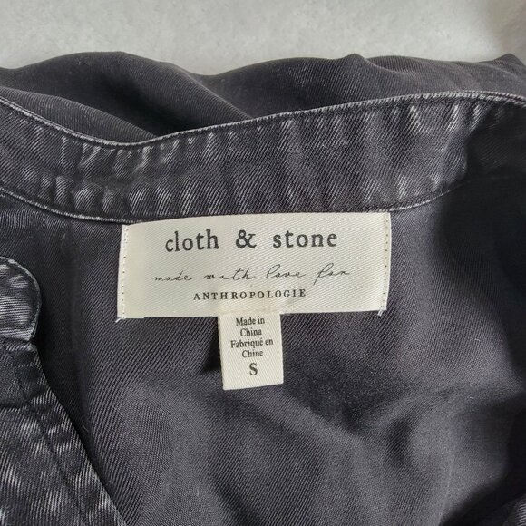 Anthropologie Cloth & Stone Black Mineral Wash "Sandra" Mini Shirt Dress Small - Picture 3 of 9